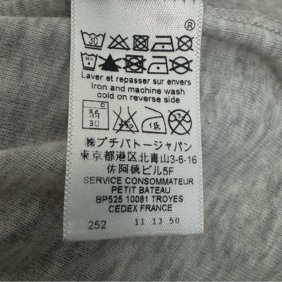 PETITE BATEAU Button Front 3/4 Sleeve Tee V-Neck Top 100% Cotton Light Gray 18Y - Picture 12 of 14